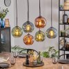 Ripoll hanging light, globe light, pendant light blue, green, coppery, 6-light sources