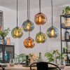 Ripoll hanging light, globe light, pendant light blue, green, coppery, 6-light sources