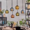 Koyoto hanging light, globe light, pendant light blue, gold, green, coppery, 6-light sources