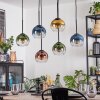 Koyoto hanging light, globe light, pendant light blue, gold, green, clear, coppery, 6-light sources