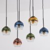 Koyoto hanging light, globe light, pendant light blue, gold, green, clear, coppery, 6-light sources