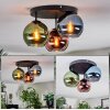 Koyoto ceiling light, globe light 30 cm blue, green, coppery, 3-light sources