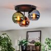 Koyoto ceiling light, globe light 30 cm blue, green, coppery, 3-light sources