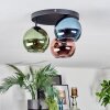 Koyoto ceiling light, globe light 30 cm blue, green, coppery, 3-light sources