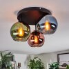 Koyoto ceiling light, globe light 30 cm blue, green, coppery, 3-light sources