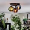 Koyoto ceiling light, globe light 30 cm blue, green, coppery, 3-light sources