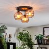 Koyoto ceiling light, globe light 30 cm Amber, 3-light sources