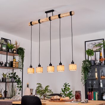 Bongal hanging light, pendant light Ecru, black, 5-light sources