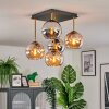 Koyoto ceiling light, globe light gold, black, 5-light sources