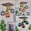 Koyoto ceiling light, globe light gold, black, 5-light sources