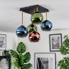 Koyoto ceiling light, globe light gold, black, 5-light sources