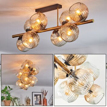 Ripoll ceiling light, globe light gold, black, 8-light sources