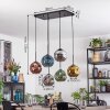 Ripoll hanging light, globe light, pendant light blue, chrome, gold, green, coppery, Smoke-coloured, 6-light sources