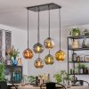 Ripoll hanging light, globe light, pendant light blue, chrome, gold, green, coppery, Smoke-coloured, 6-light sources