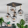 Gastor ceiling light, globe light gold, black, 5-light sources
