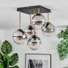 Gastor ceiling light, globe light gold, black, 5-light sources