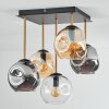 Ripoll ceiling light, globe light gold, black, 5-light sources