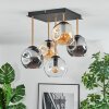 Ripoll ceiling light, globe light gold, black, 5-light sources