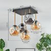 Ripoll ceiling light, globe light gold, black, 5-light sources