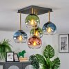 Koyoto ceiling light, globe light gold, black, 5-light sources