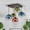 Koyoto ceiling light, globe light gold, black, 5-light sources
