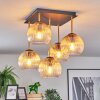 Koyoto ceiling light, globe light gold, black, 5-light sources