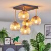 Koyoto ceiling light, globe light gold, black, 5-light sources