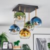 Koyoto ceiling light, globe light gold, black, 5-light sources