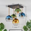 Koyoto ceiling light, globe light gold, black, 5-light sources