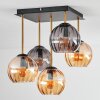 Koyoto ceiling light, globe light gold, black, 5-light sources