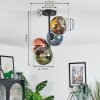 Koyoto ceiling light, globe light 31 cm blue, gold, green, clear, coppery, 4-light sources