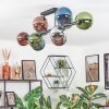 Gastor ceiling light, globe light blue, chrome, green, coppery, Smoke-coloured, 10-light sources