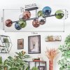 Gastor ceiling light, globe light blue, chrome, green, coppery, Smoke-coloured, 10-light sources