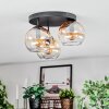 Koyoto ceiling light, globe light Amber, clear, 3-light sources