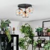 Koyoto ceiling light, globe light Amber, clear, 3-light sources