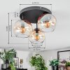 Koyoto ceiling light, globe light Amber, clear, 3-light sources