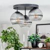Koyoto ceiling light, globe light clear, Smoke-coloured, 3-light sources