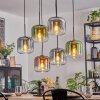 Lauden hanging light, pendant light blue, green, clear, coppery, Smoke-coloured, 6-light sources