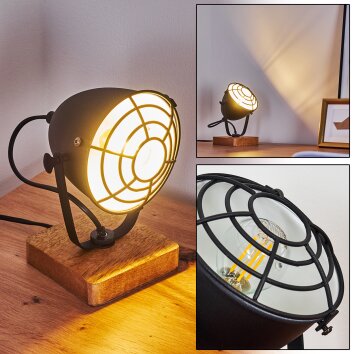 MALIX Table lamp Light wood, black, 1-light source