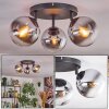 Gastor ceiling light, globe light chrome, clear, Smoke-coloured, 3-light sources