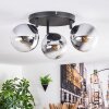 Gastor ceiling light, globe light chrome, clear, Smoke-coloured, 3-light sources