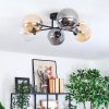 Gastor ceiling light, globe light 62 cm Amber, clear, Smoke-coloured, 6-light sources