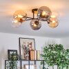 Gastor ceiling light, globe light 62 cm Amber, clear, Smoke-coloured, 6-light sources