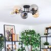 Gastor ceiling light, globe light 62 cm Amber, clear, Smoke-coloured, 6-light sources