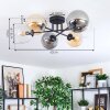 Gastor ceiling light, globe light 62 cm Amber, clear, Smoke-coloured, 6-light sources