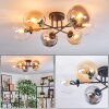Gastor ceiling light, globe light 62 cm Amber, clear, Smoke-coloured, 6-light sources