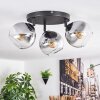 Koyoto ceiling light, globe light clear, Smoke-coloured, 3-light sources
