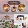 Koyoto ceiling light, globe light gold, clear, coppery, Smoke-coloured, 3-light sources
