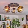 Koyoto ceiling light, globe light gold, clear, coppery, Smoke-coloured, 3-light sources