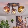 Koyoto ceiling light, globe light gold, clear, coppery, Smoke-coloured, 3-light sources
